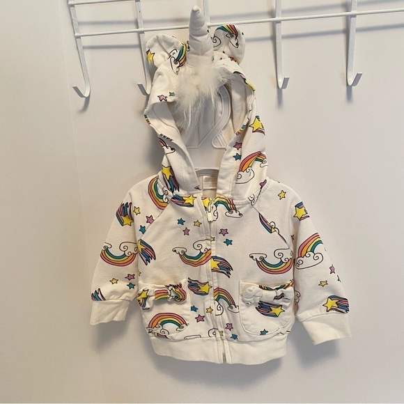 Rosie Pope Baby Girls Infant Unicorn And Rainbow Hoodie Size 3-6 Months - Picture 1 of 9
